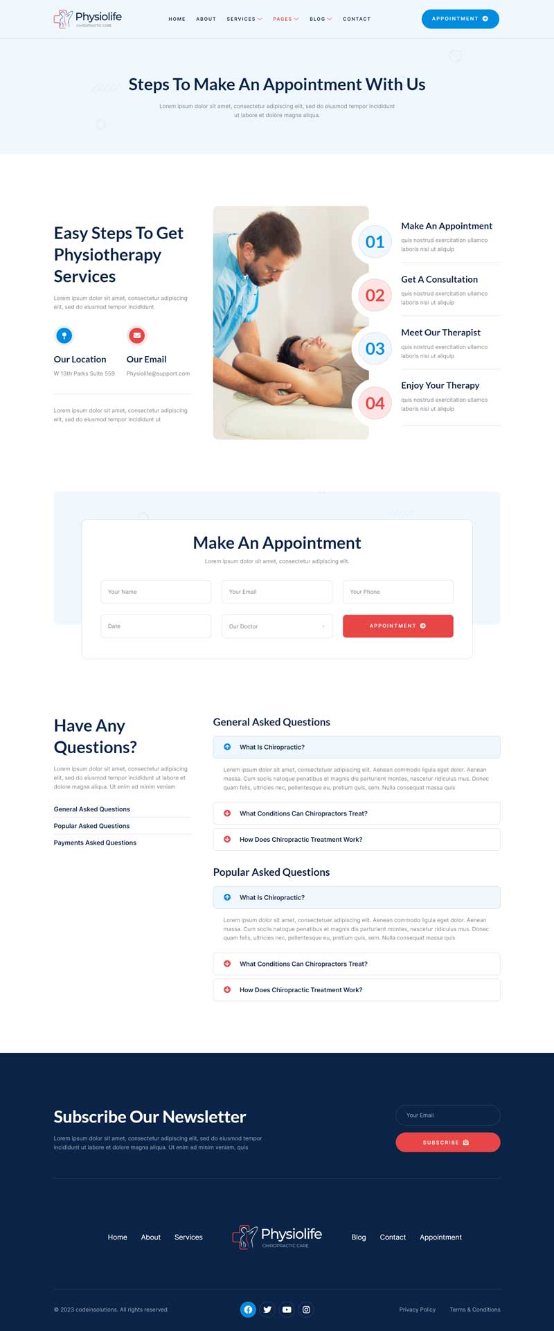 Appointment — Physiolife - Chiropractic & Physiotherapy Elementor Template