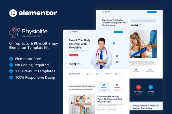 Physiolife - Chiropractic & Physiotherapy Elementor Template — Elementor template kit cover