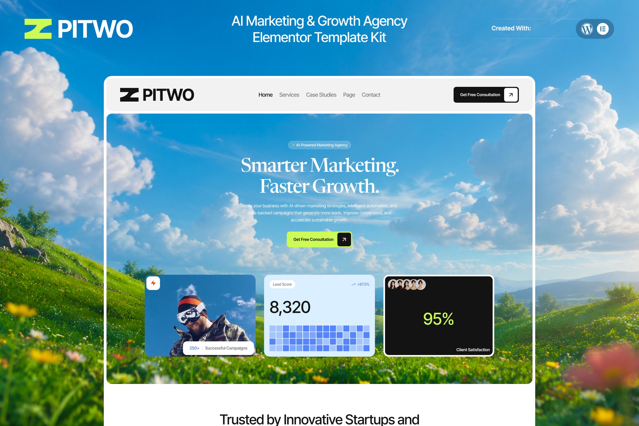 Pitwo – AI Marketing & Growth Agency Elementor Template — Elementor template kit cover