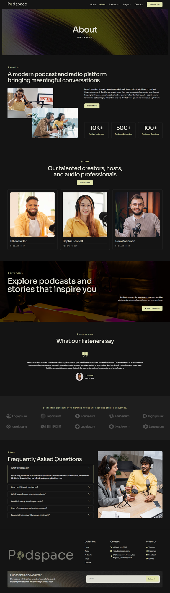 About — Podspace - Radio & Podcast Station Elementor Template