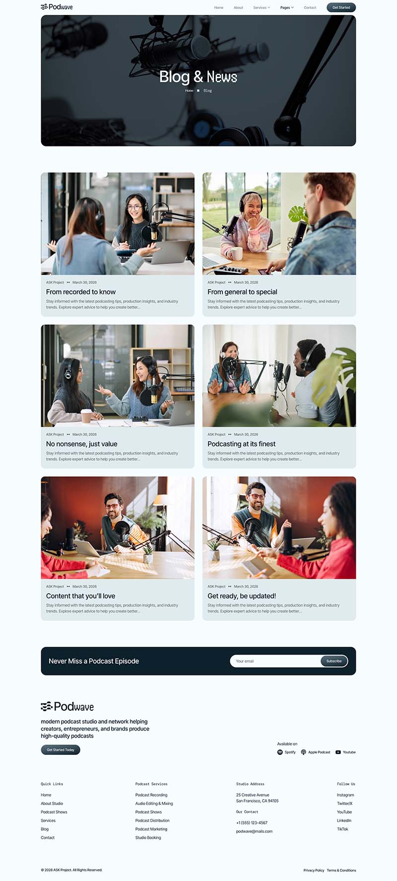 Blog — Podwave - Podcast Studio & Network Elementor Template