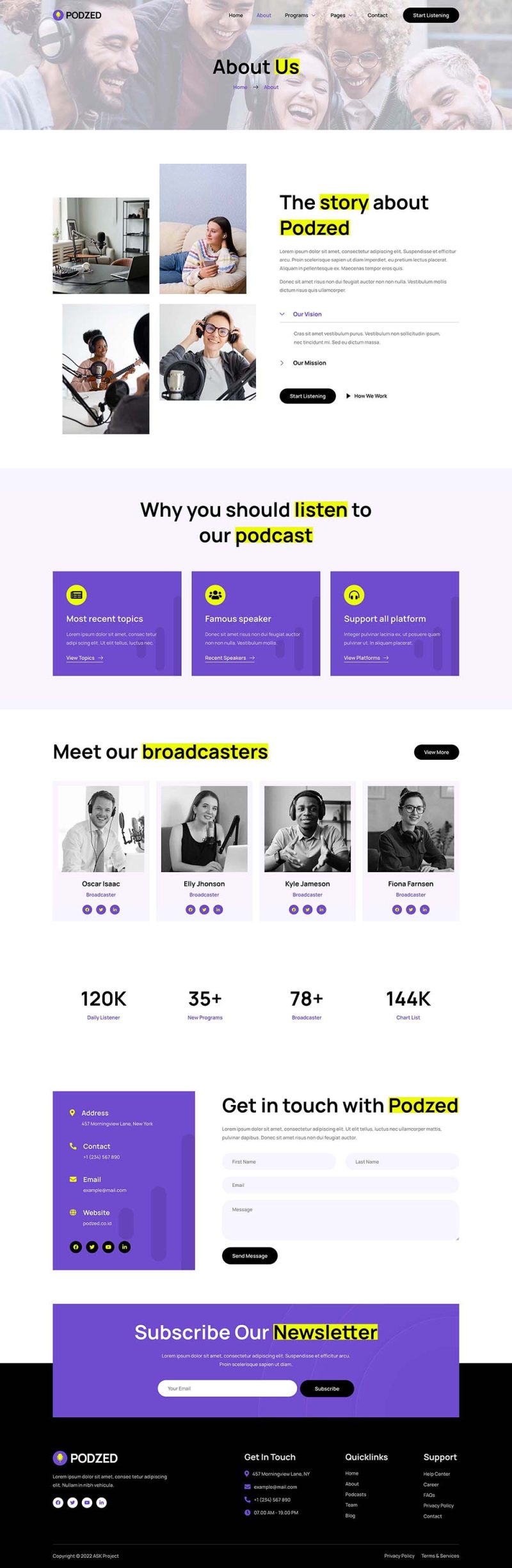 About — Podzed - Podcaster & Radio Station Elementor Template