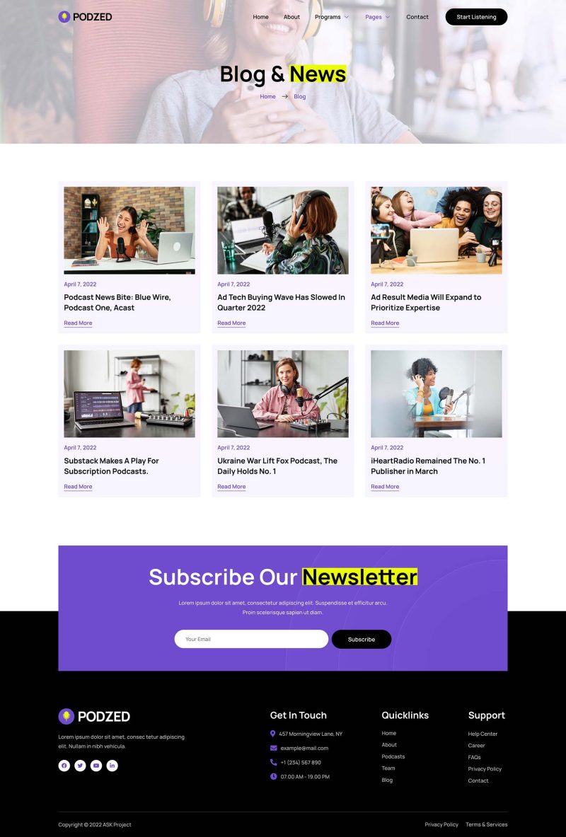 Blog — Podzed - Podcaster & Radio Station Elementor Template