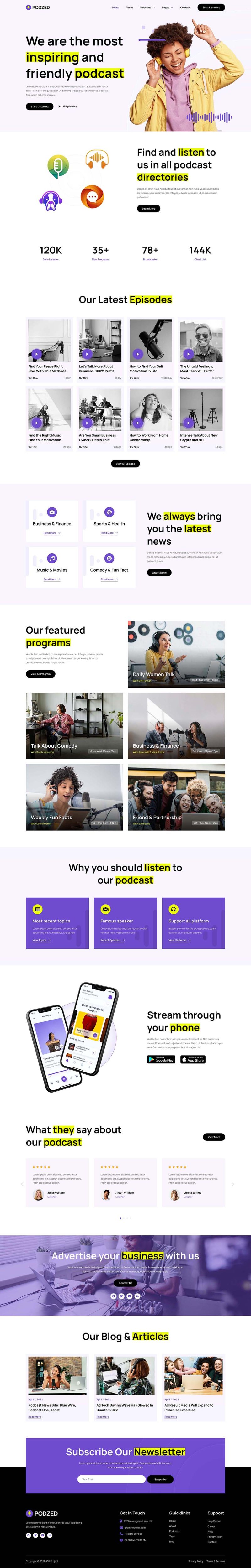 Home — Podzed - Podcaster & Radio Station Elementor Template