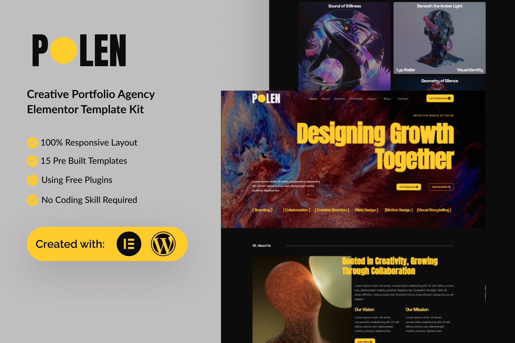 Polen - Creative Portfolio Resume Elementor Template — Elementor template kit cover