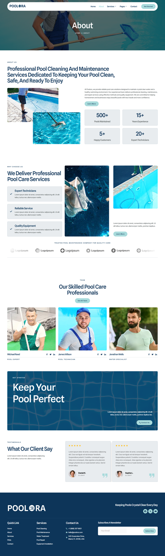About — Poolora - Pool Cleaning & Maintenance Services Elementor Template