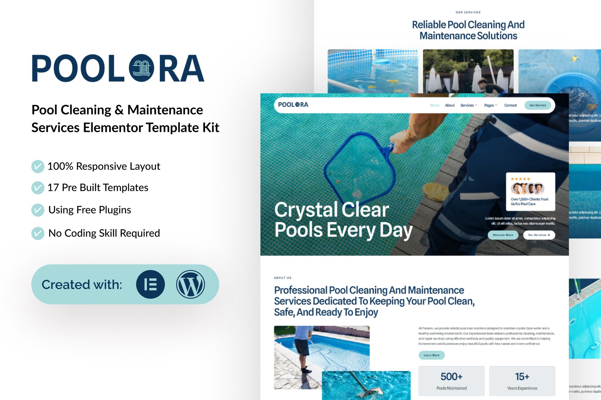 Poolora - Pool Cleaning & Maintenance Services Elementor Template — Elementor template kit cover