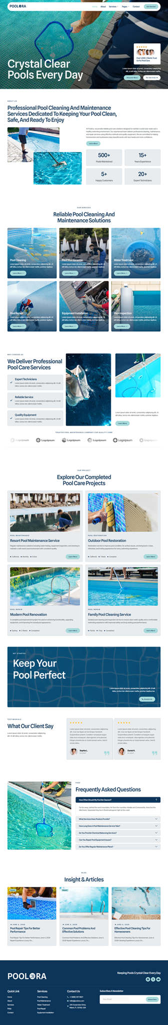 Home — Poolora - Pool Cleaning & Maintenance Services Elementor Template