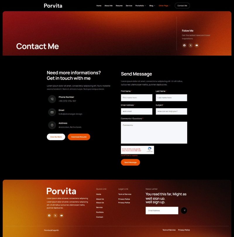 Contact — Portiva - Personal Resume & CV Elementor Template