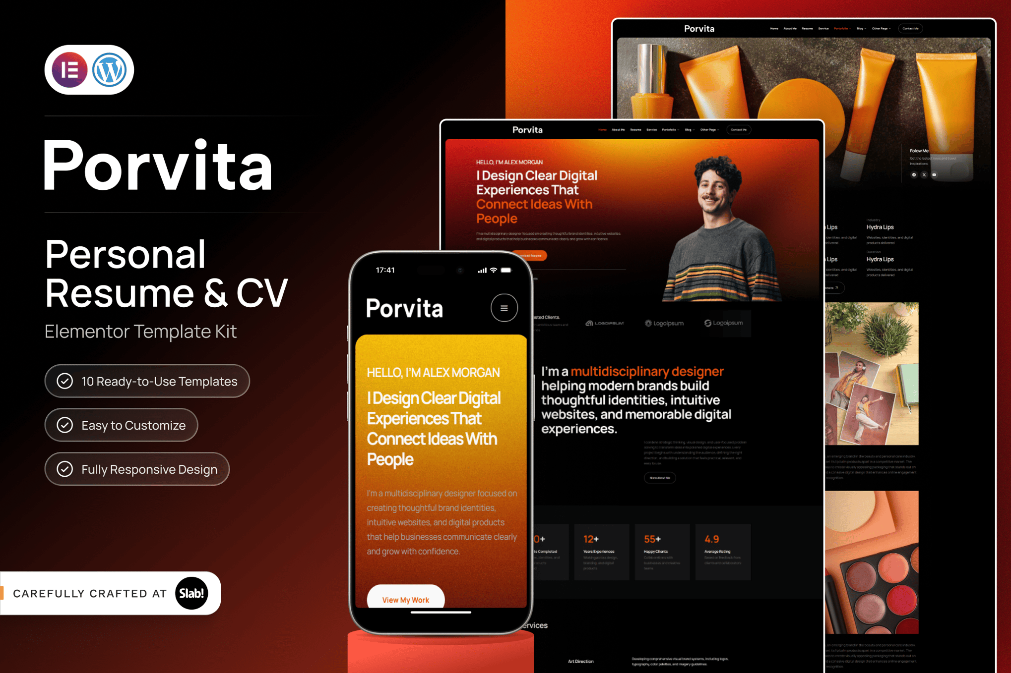 Portiva - Personal Resume & CV Elementor Template — Elementor template kit cover