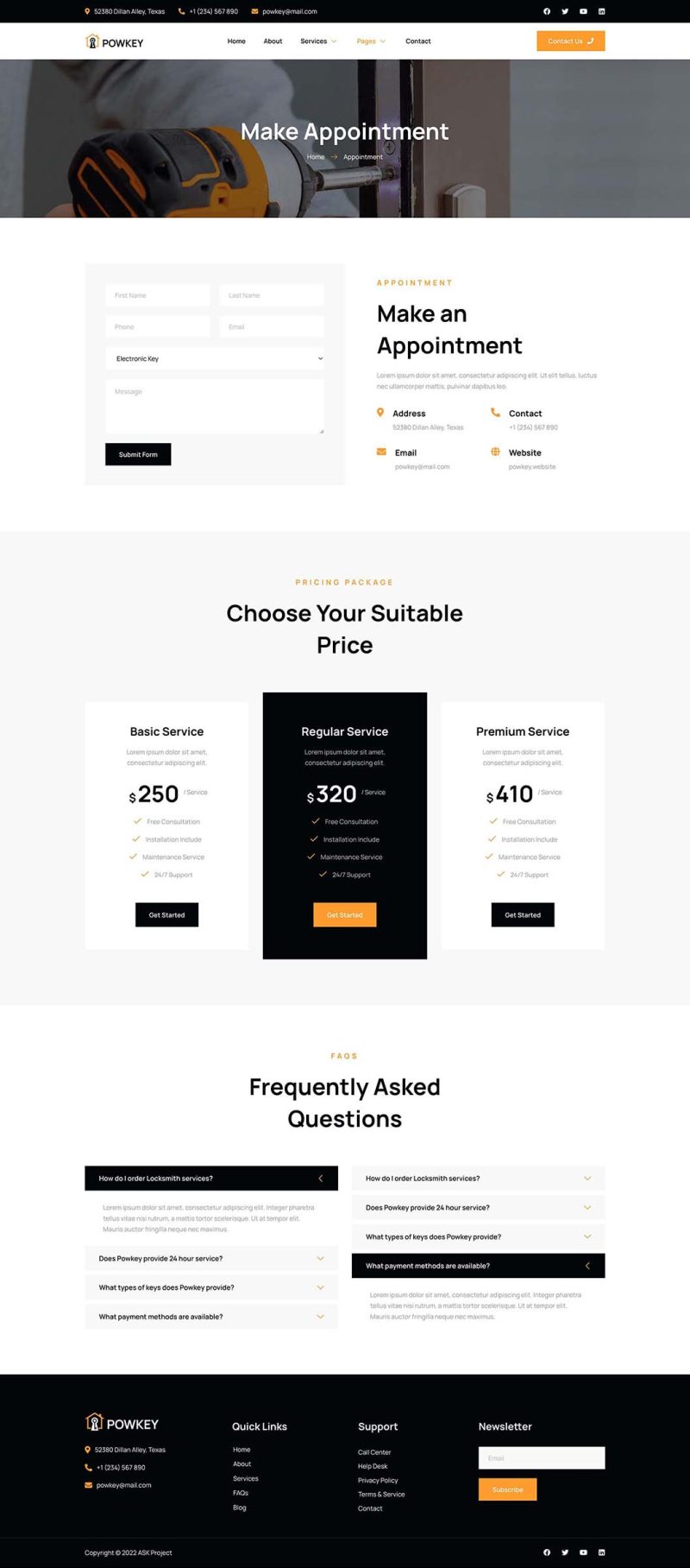 Appointment — Powkey - Locksmith & Security System Elementor Template