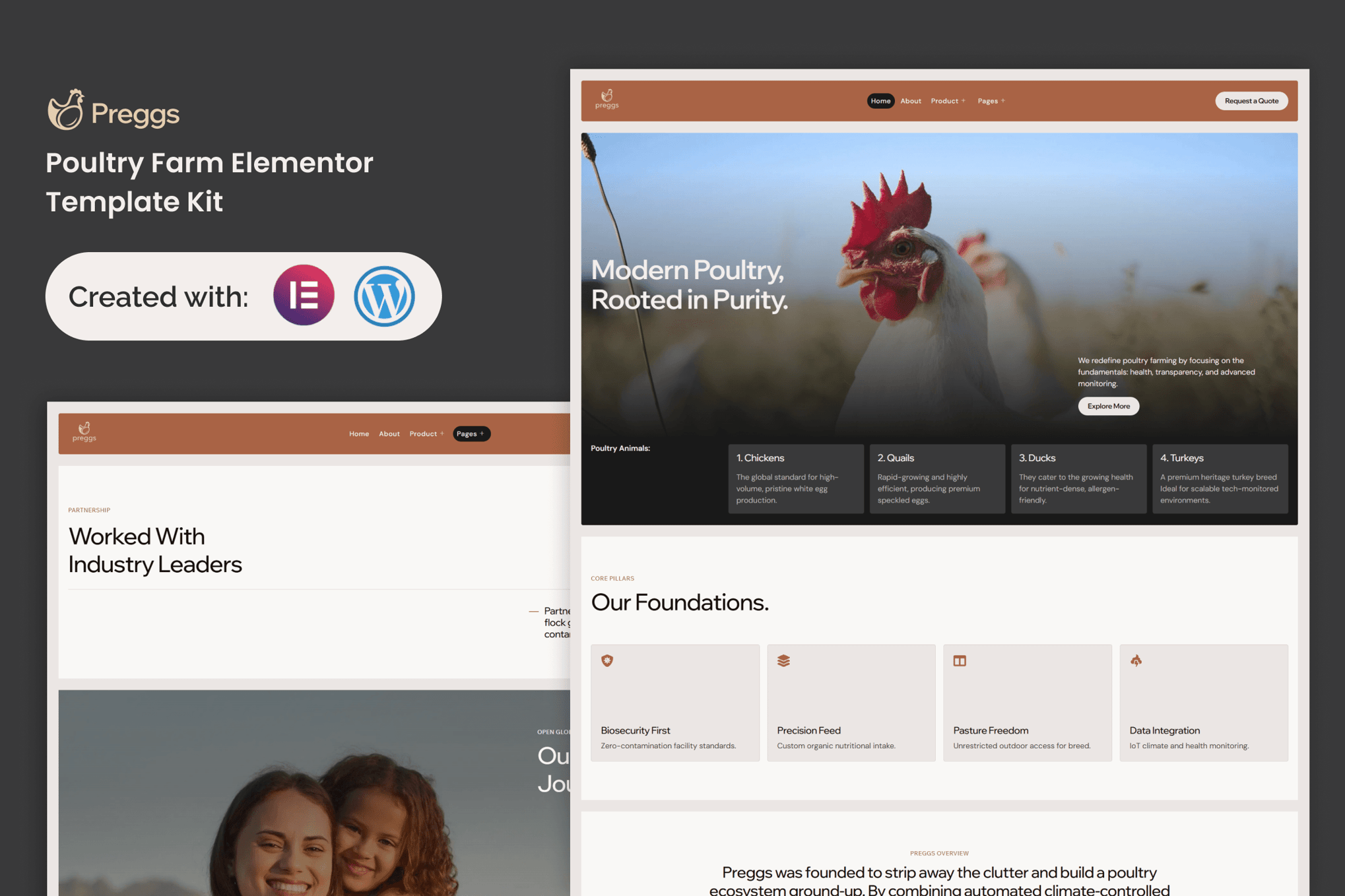 Preggs - Modern Poultry Farm Elementor Template — Elementor template kit cover
