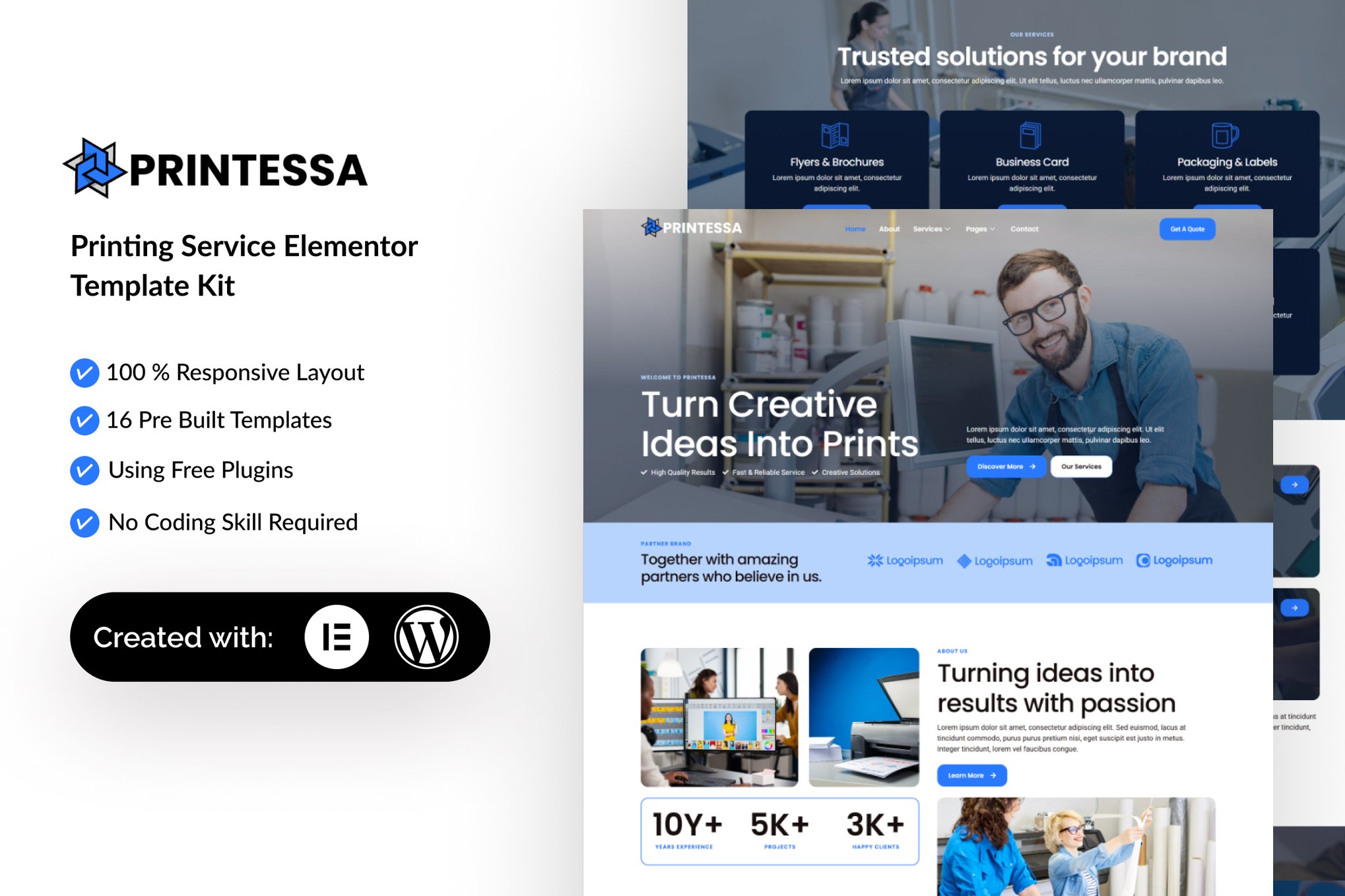 Printesa - Printing Services Elementor Template — Elementor template kit cover