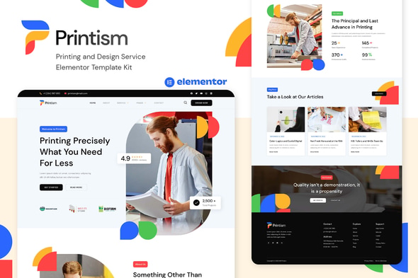 Printism - Printing and Design Service Elementor Template — Elementor template kit cover