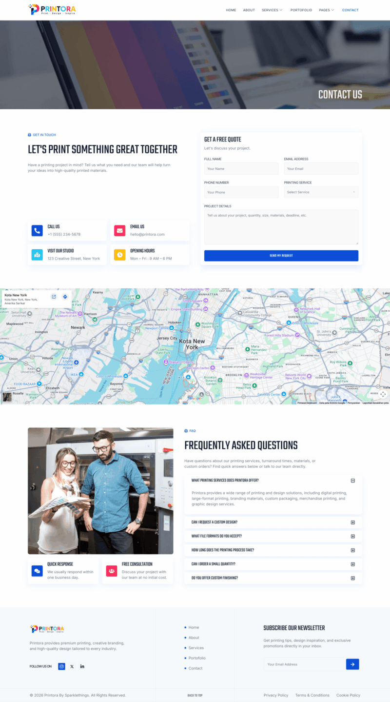 Contact — Printora - Printing and Design Service Elementor Template