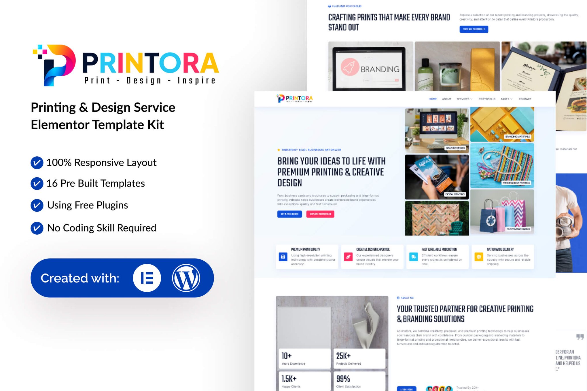 Printora - Printing and Design Service Elementor Template — Elementor template kit cover