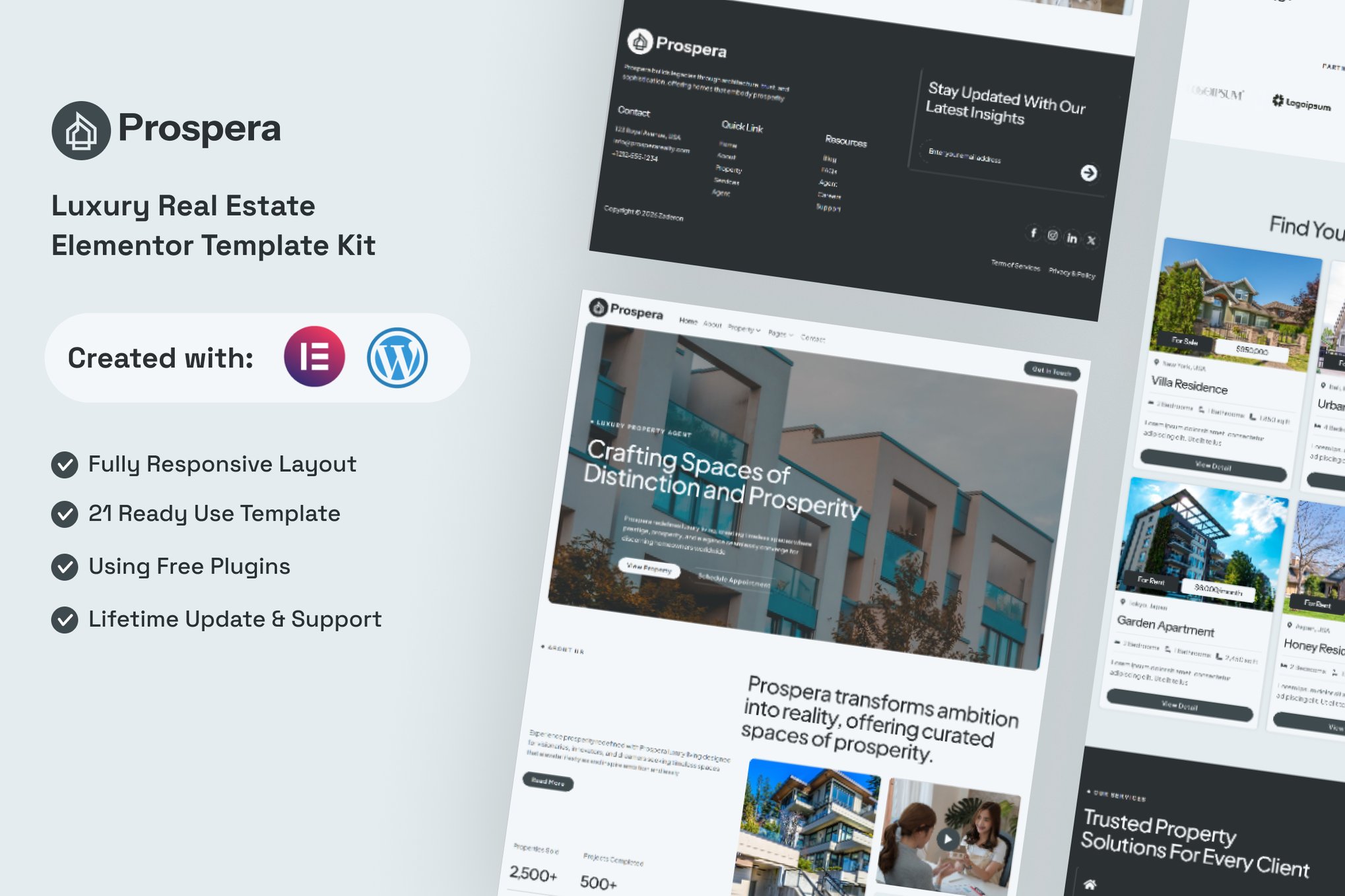 Prospera - Luxury Real Estate Elementor Template — Elementor template kit cover