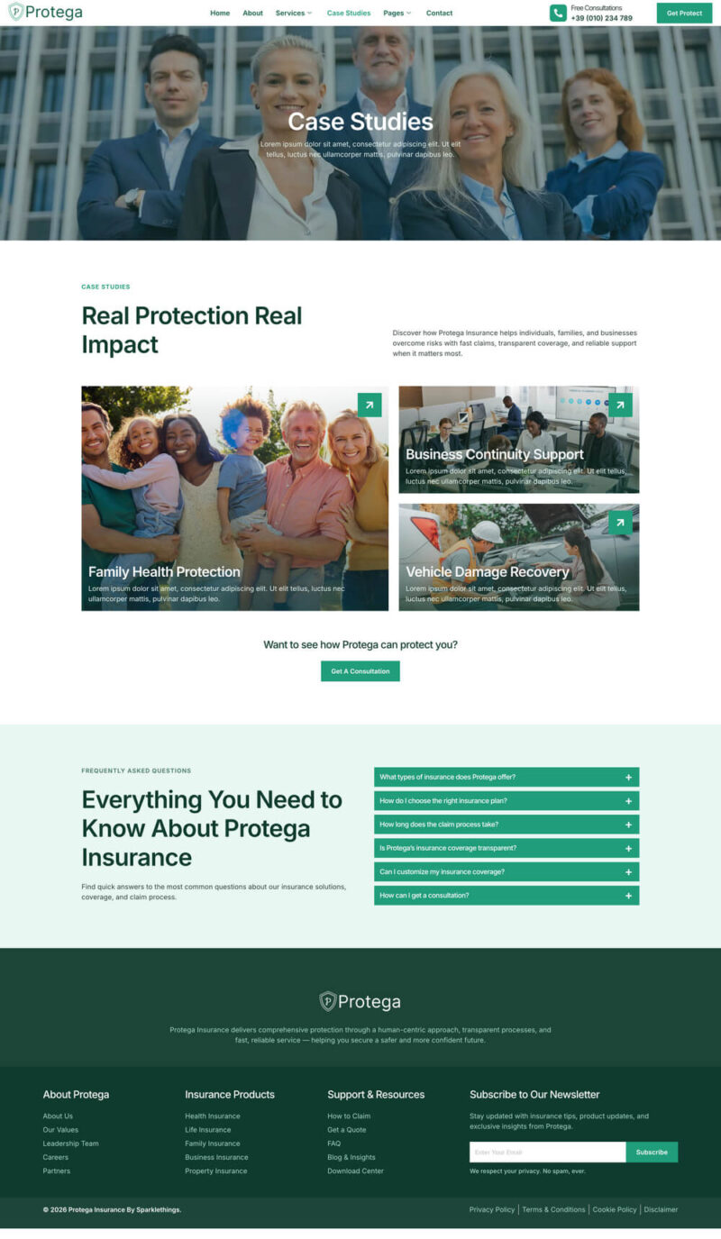 Case Studies — Protega - Insurance Company Elementor Template