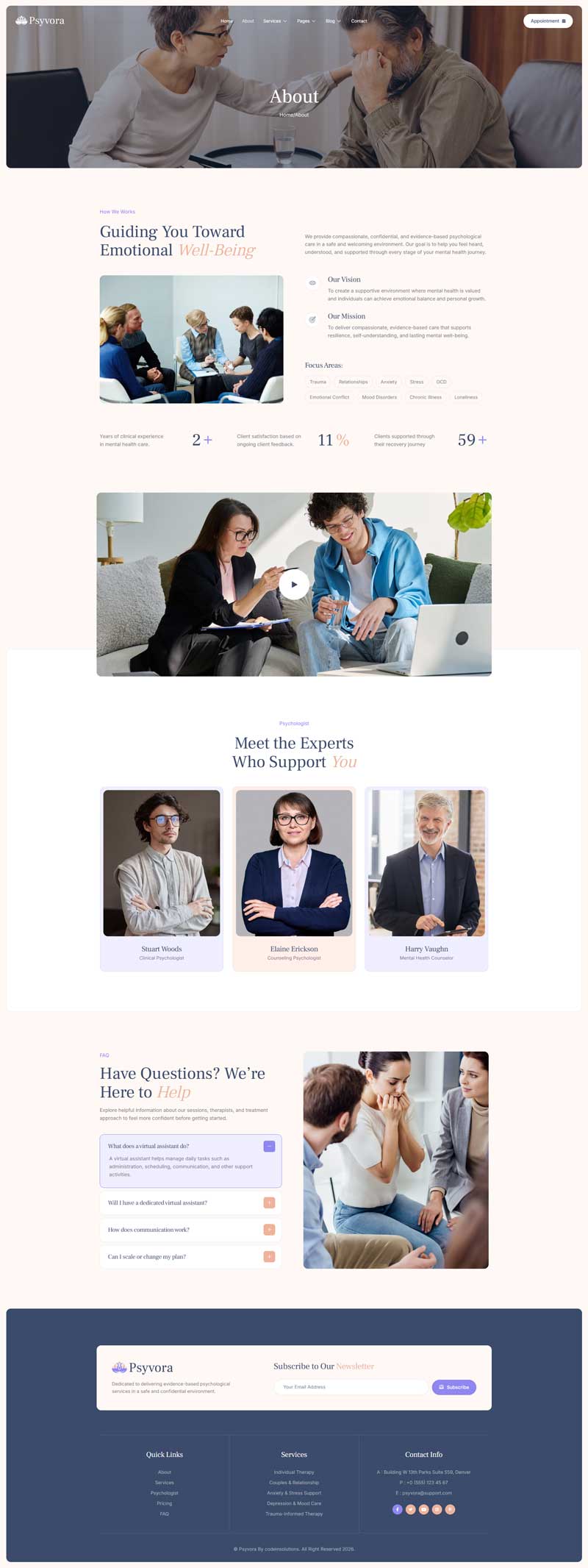 About — Psyvora - Psychologist & Mental Health Elementor Template