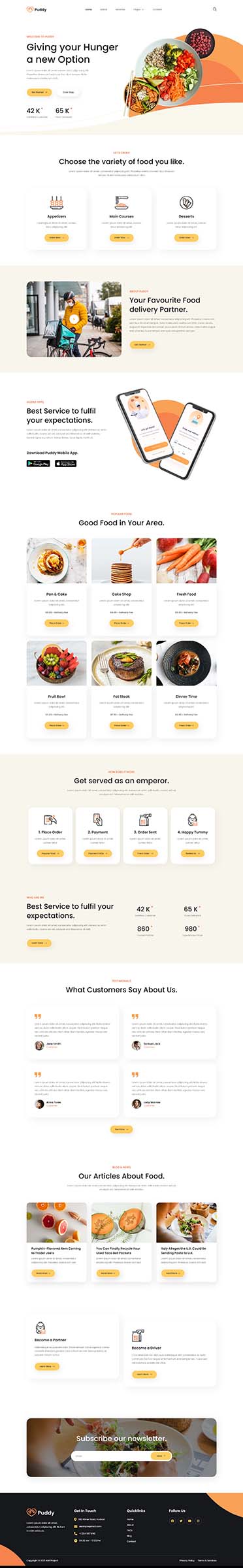 Home — Puddy - Food Delivery App Elementor Template