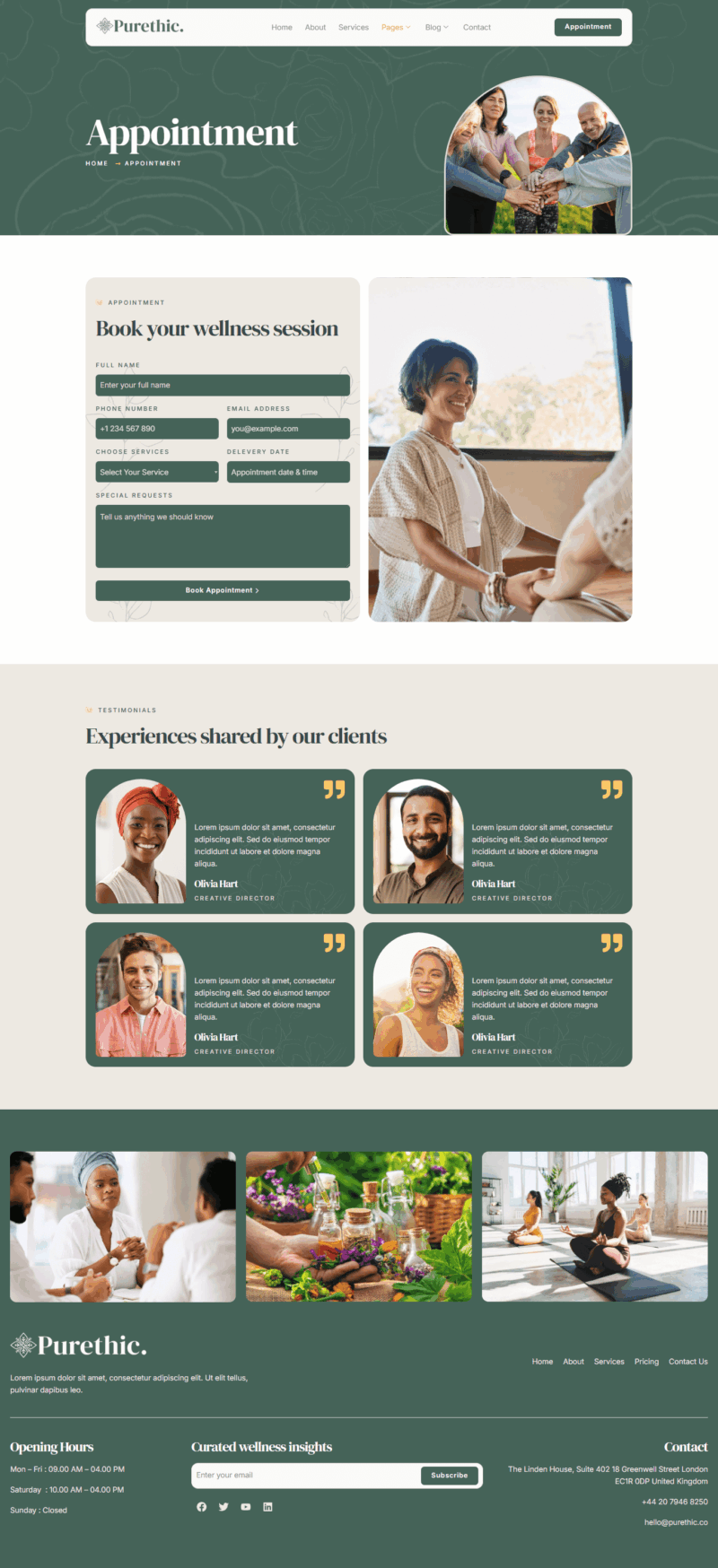 Appointment — Purethic - Alternative Health Elementor Template