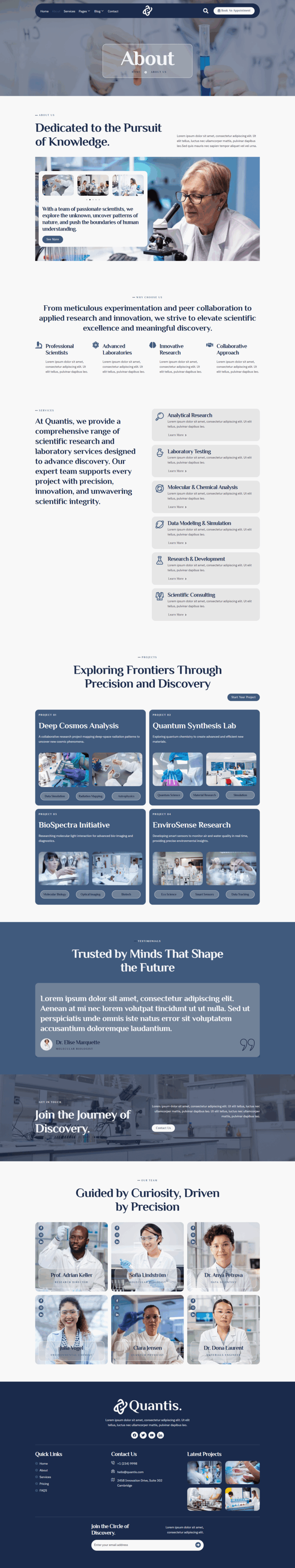 About Us — Quantis - Science Research & Laboratory Elementor Template
