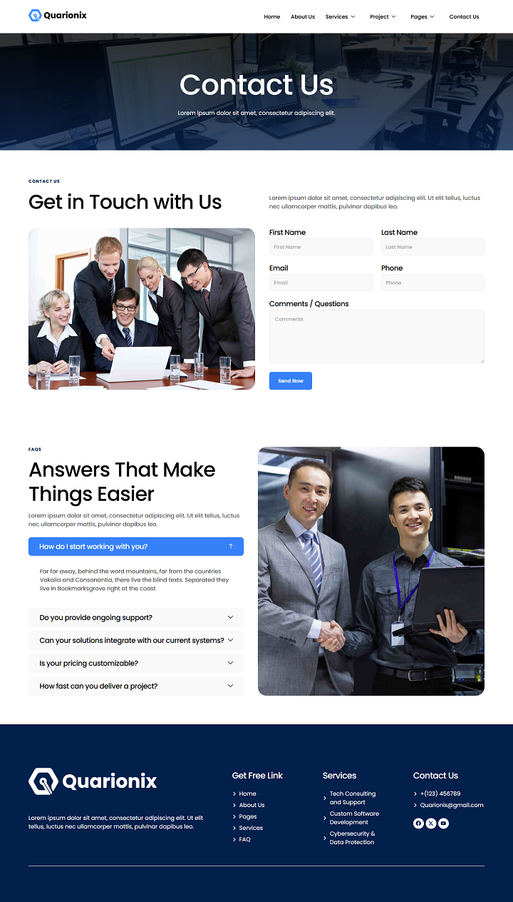 Contact — Quarionix - IT Service Elementor Template