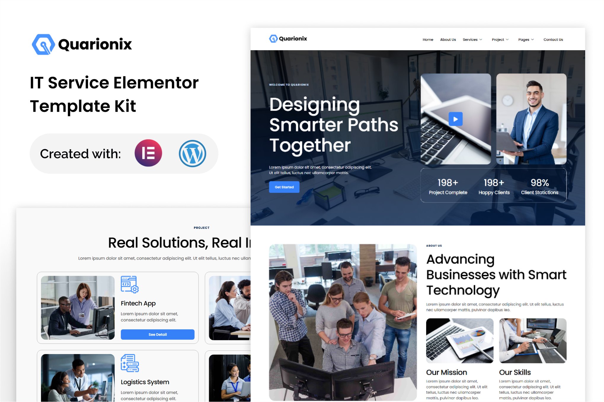 Quarionix - IT Service Elementor Template — Elementor template kit cover