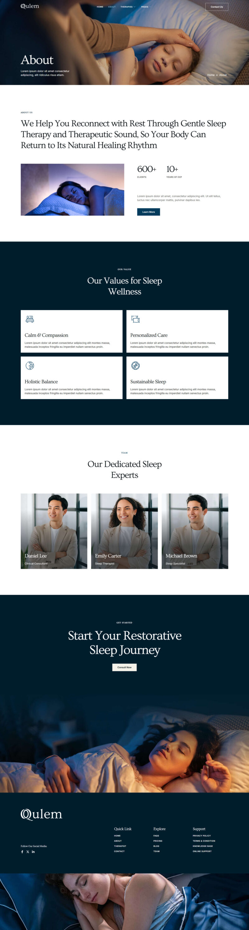 About — Qulem - Sleep Therapy & Sound Healing Elementor Template Kits Elementor Template