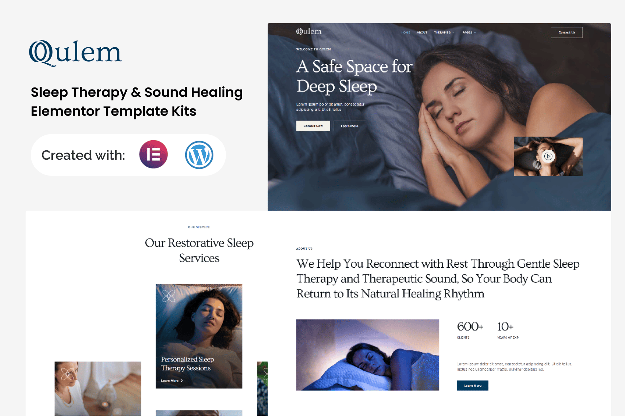 Qulem - Sleep Therapy & Sound Healing Elementor Template Kits Elementor Template — Elementor template kit cover