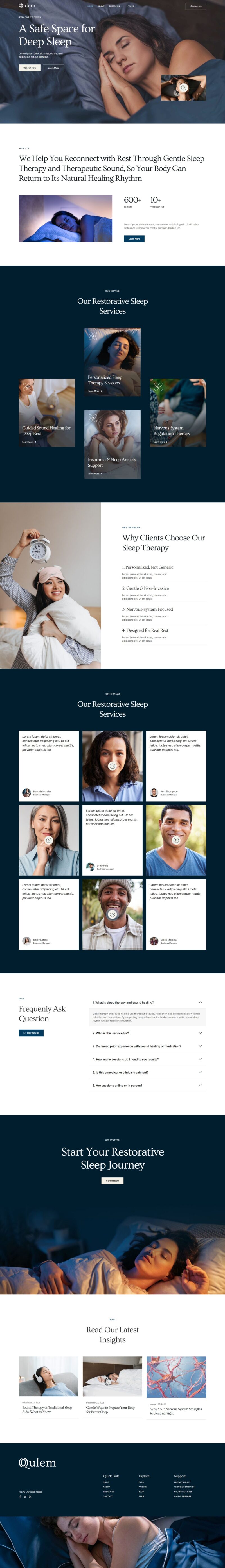 Home — Qulem - Sleep Therapy & Sound Healing Elementor Template Kits Elementor Template