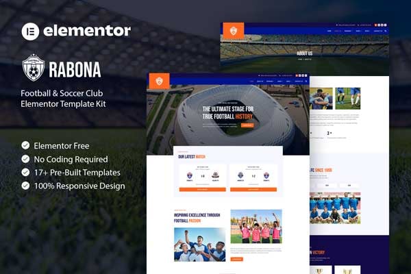 Rabona - Football & Soccer Club Elementor Template — Elementor template kit cover