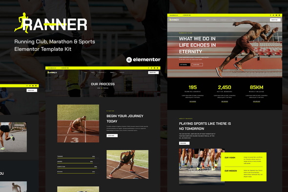 Ranner - Marathon Running Club & Sports Elementor Template — Elementor template kit cover