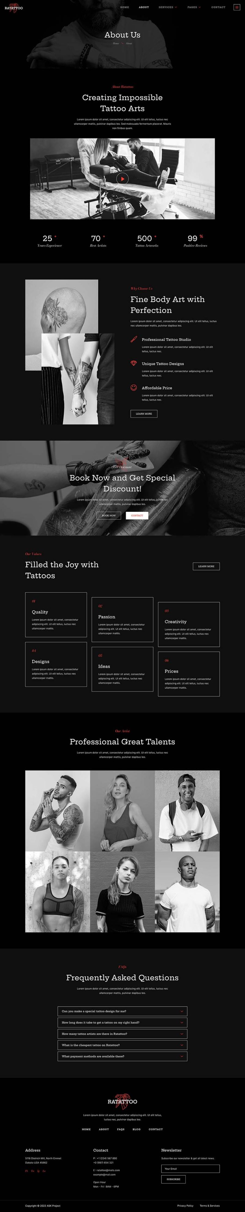 About — Ratattoo - Tattoo Studio Elementor Template