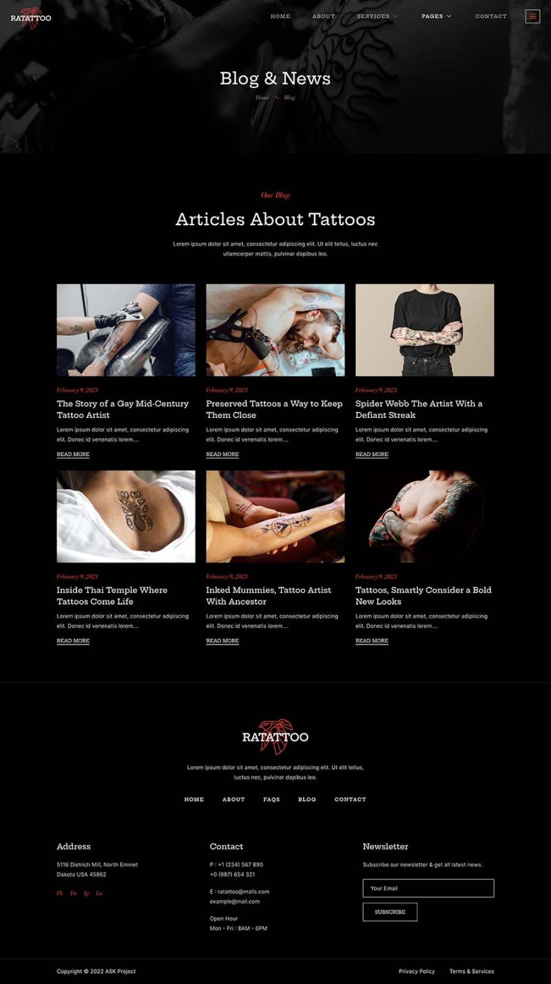 Blog — Ratattoo - Tattoo Studio Elementor Template