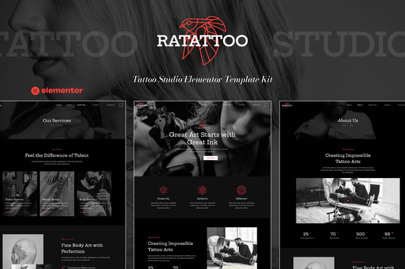 Ratattoo - Tattoo Studio Elementor Template — Elementor template kit cover