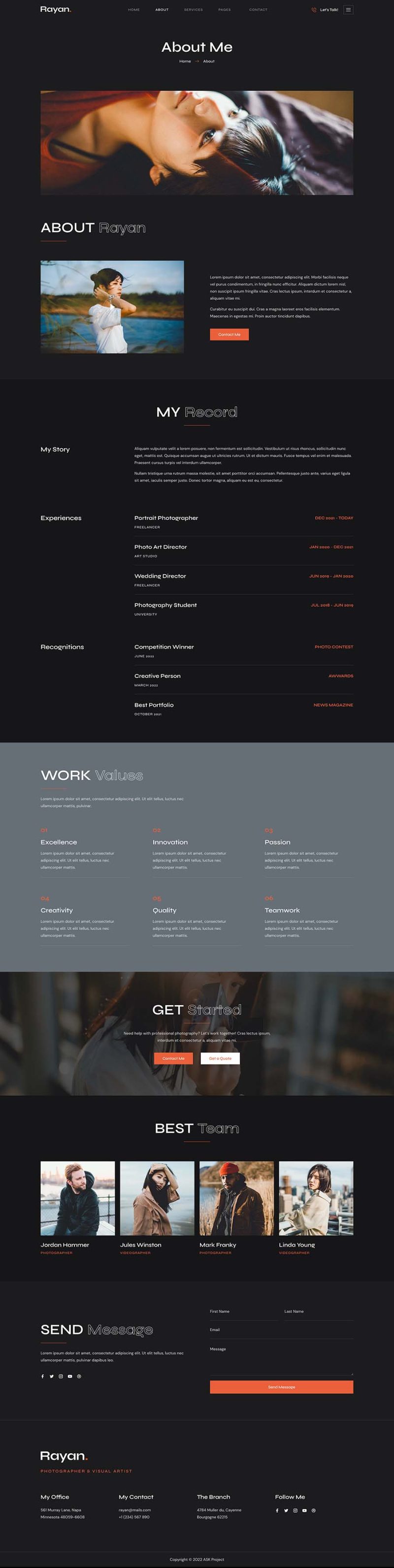About — Rayan - Photography & Portfolio Elementor Template