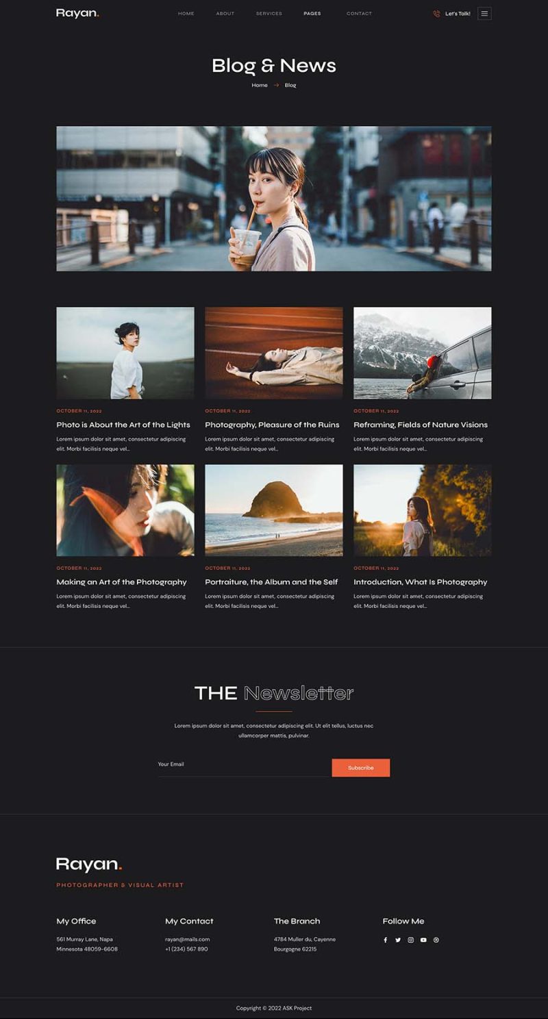 Blog — Rayan - Photography & Portfolio Elementor Template