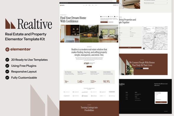 Realtive - Real Estate & Property Elementor Template — Elementor template kit cover