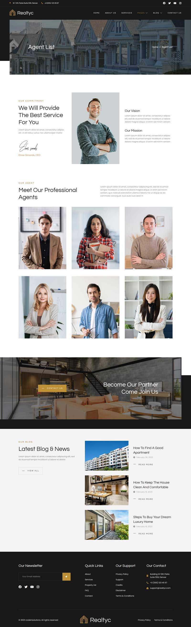Agent List — Realtyc - Real Estate Elementor Template