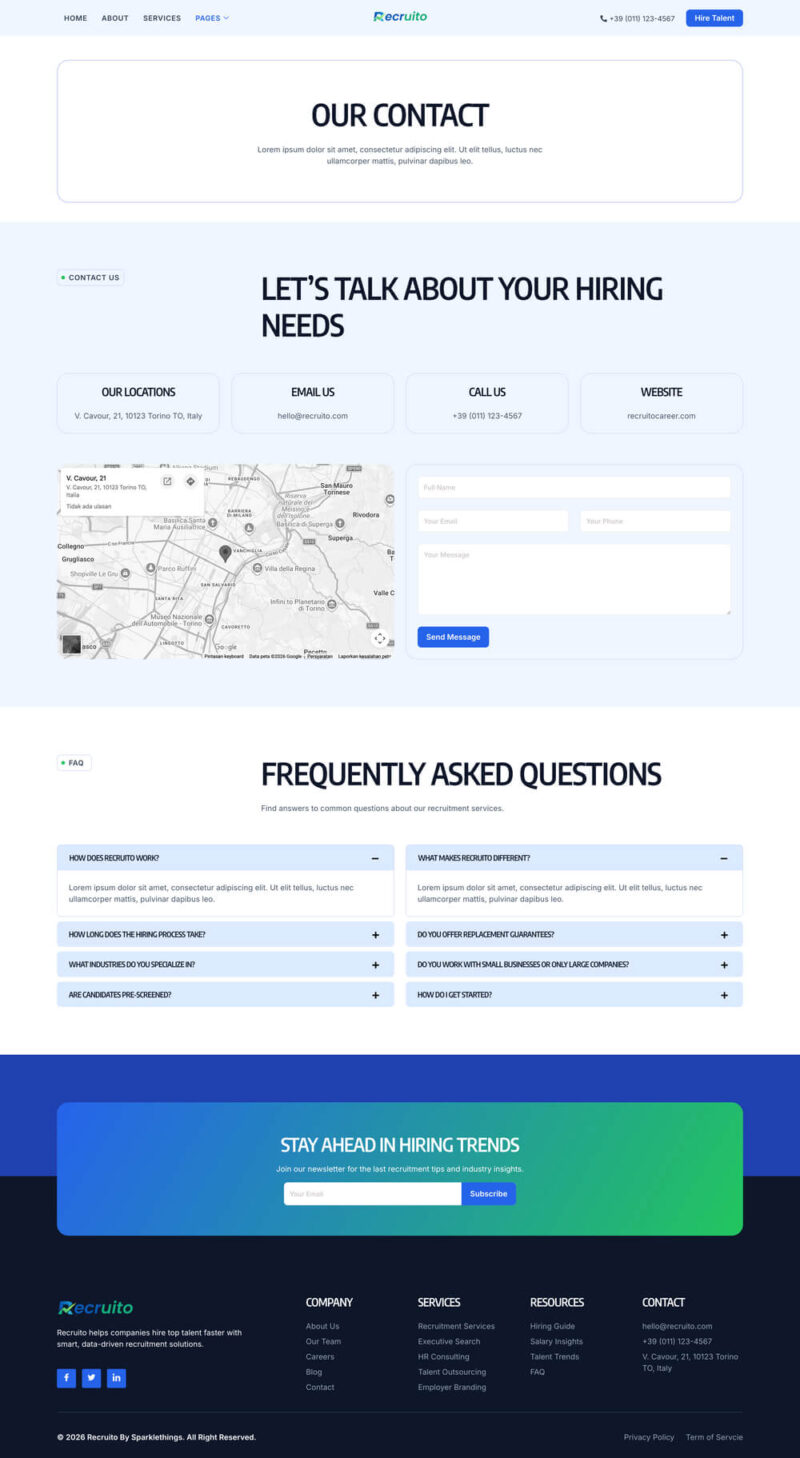 Contact — Recruito - Human Resources & Recruitment Agency Elementor Template