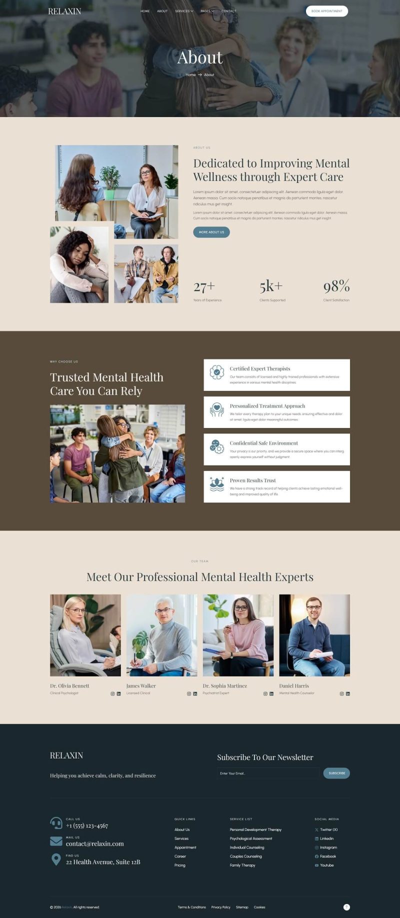 About — Relaxin - Mental Health & Therapy Elementor Template