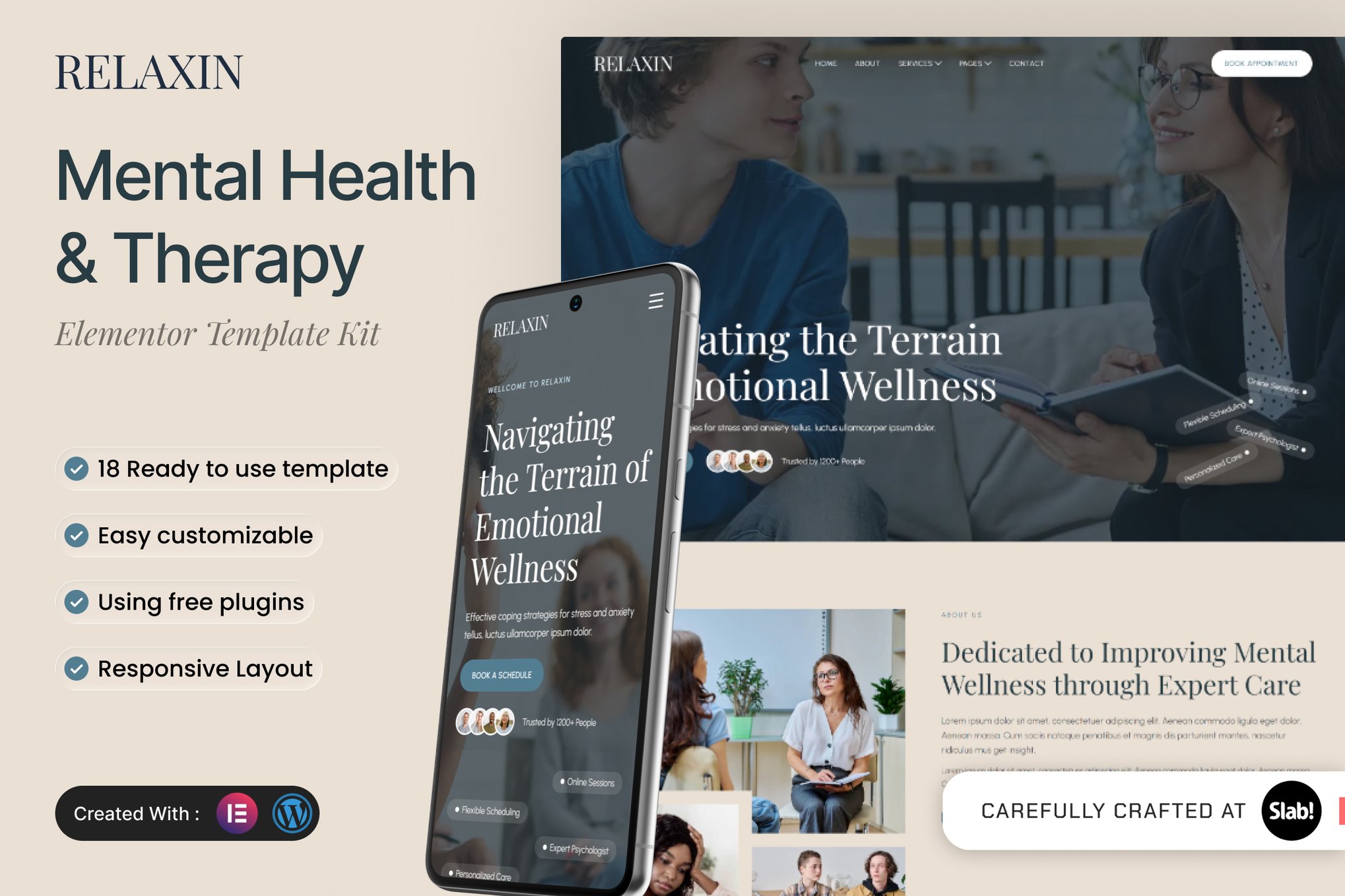 Relaxin - Mental Health & Therapy Elementor Template — Elementor template kit cover