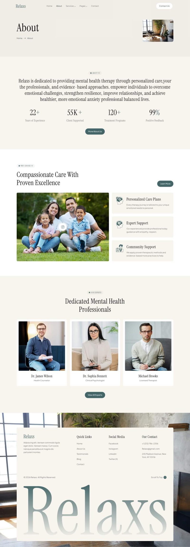 About — Relaxs - Mental Health & Therapy Elementor Template