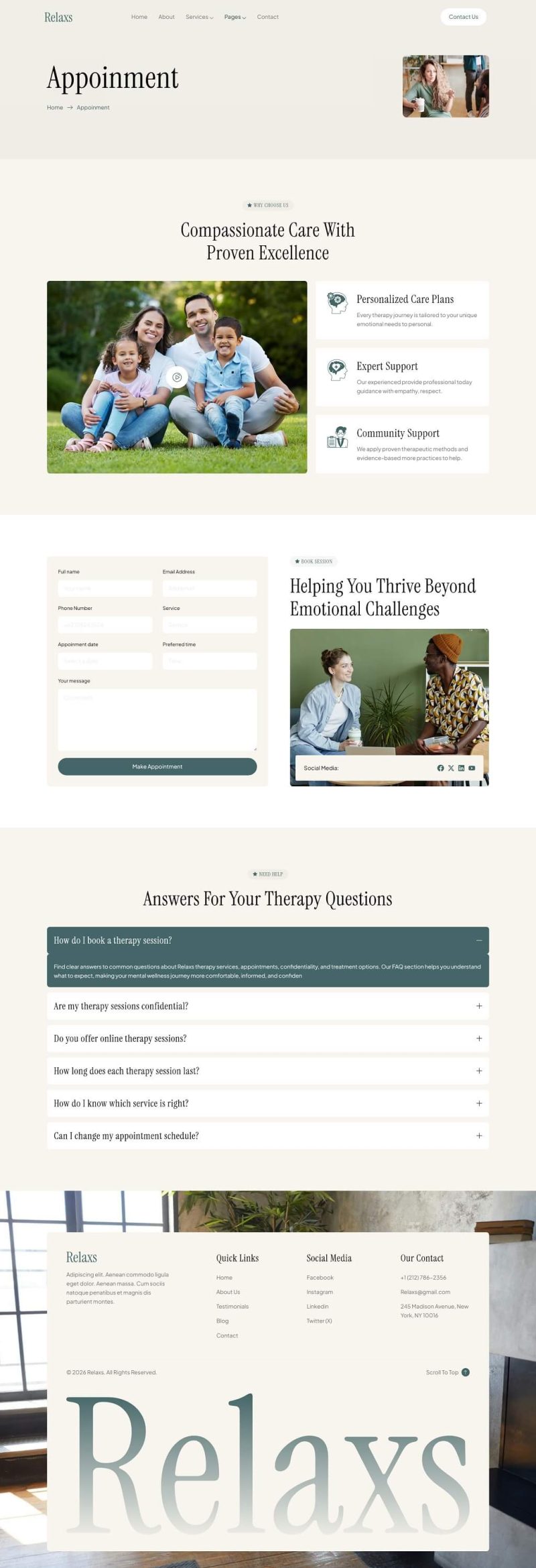 Appoinment — Relaxs - Mental Health & Therapy Elementor Template