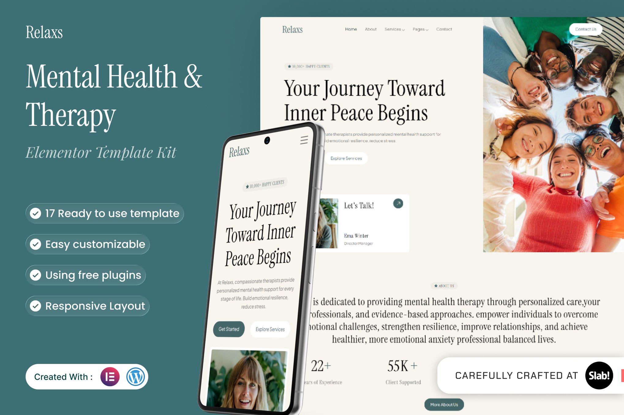 Relaxs - Mental Health & Therapy Elementor Template — Elementor template kit cover