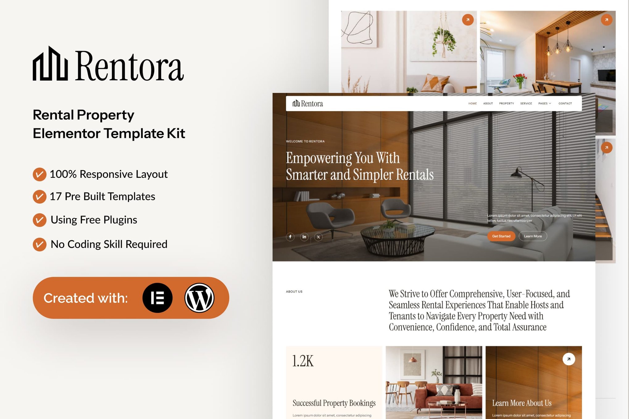 Rentora - Rental Property Elementor Template — Elementor template kit cover