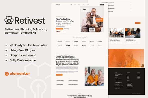 Retivest – Retirement Planning & Advisory Elementor Template — Elementor template kit cover