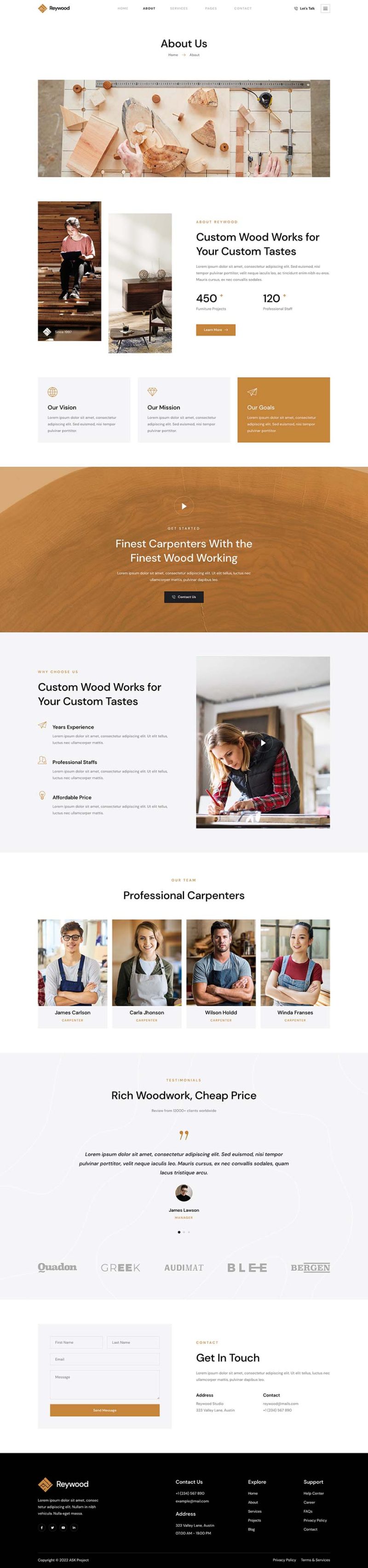 About — Reywood - Carpenter & Craftsman Elementor Template