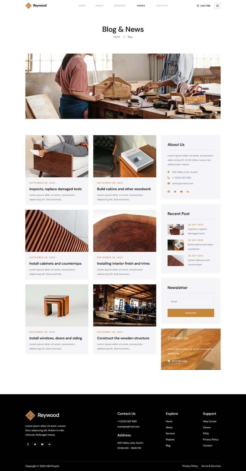Blog — Reywood - Carpenter & Craftsman Elementor Template